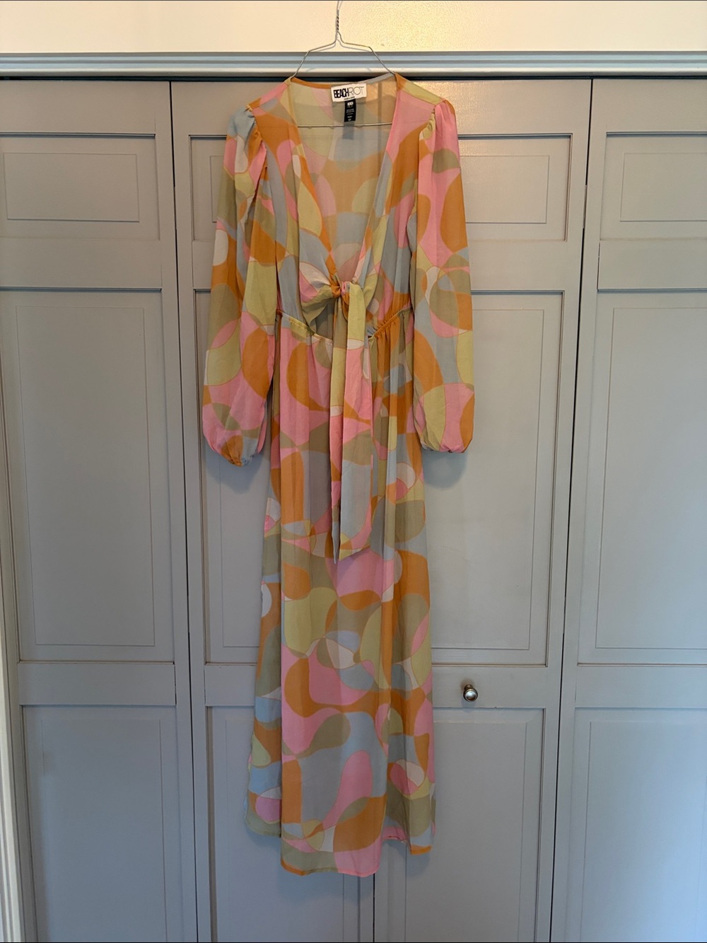 Beach Riot Pink, Orange & Cream Tie-Front Maxi Coverup